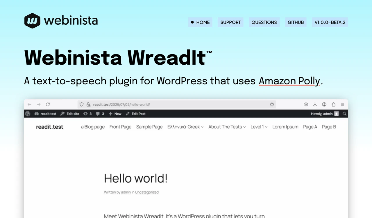 Screenshot of Webinista read it