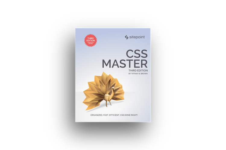 CSS Master Third Edition cover. Features a golden origami peacock on a light blue background.