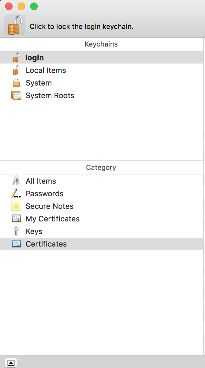 Figure 1: OS X's Keychain Access panel.