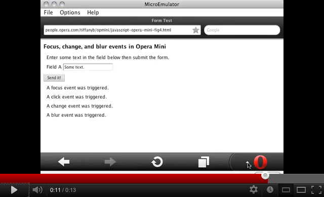 How form events work in Opera Mini