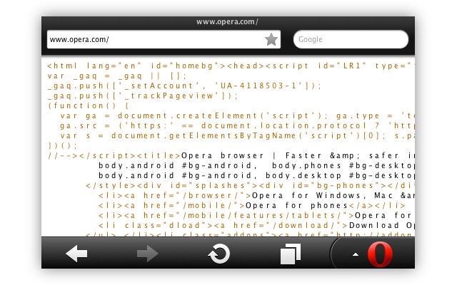 The source code for Opera.com